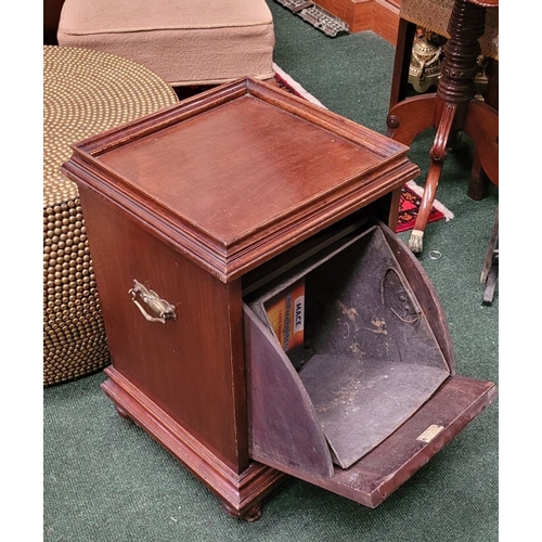 45 - MIXED FIRE-SIDE LOT: includes a good early 20th century fall front purdonium cabinet, with brass swi... 