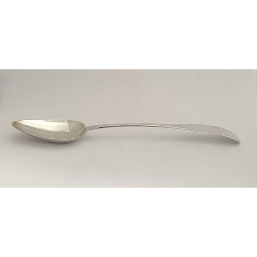 5 - AN EXCELLENT GEORGE III IRISH SILVER SERVING SPOON, by William Law, Dublin c.1803. In the fiddle pat... 