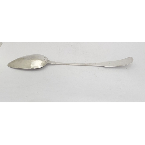 5 - AN EXCELLENT GEORGE III IRISH SILVER SERVING SPOON, by William Law, Dublin c.1803. In the fiddle pat... 