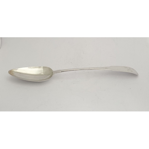 5 - AN EXCELLENT GEORGE III IRISH SILVER SERVING SPOON, by William Law, Dublin c.1803. In the fiddle pat... 