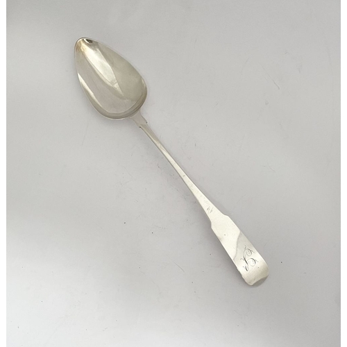 5 - AN EXCELLENT GEORGE III IRISH SILVER SERVING SPOON, by William Law, Dublin c.1803. In the fiddle pat... 