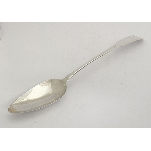 5 - AN EXCELLENT GEORGE III IRISH SILVER SERVING SPOON, by William Law, Dublin c.1803. In the fiddle pat... 