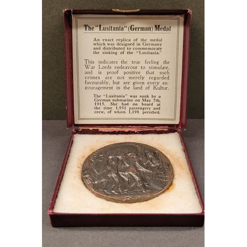 51 - A BRITISH REPLICA OF KARL GOETZ'S LUSITANIA MEDALLION, 1915-1916, presented in the original box, com... 