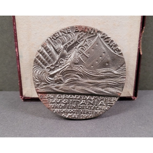 51 - A BRITISH REPLICA OF KARL GOETZ'S LUSITANIA MEDALLION, 1915-1916, presented in the original box, com... 