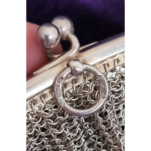 59 - A DELICATE ANTIQUE STERLING SILVER CHAINMAIL PURSE beautifully made piece of vintage silver, with a ... 