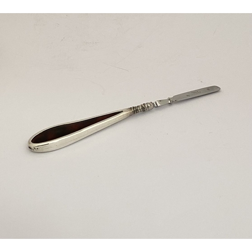 62 - AN EDWARDIAN SILVER SHOEHORN, BUTTON HOOK & CUTICLE PUSHER, the shoe horn and button hook engraved ‘... 