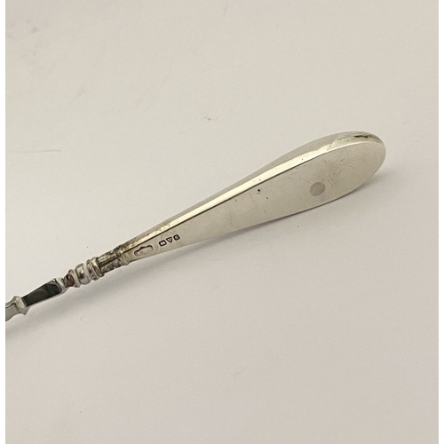 62 - AN EDWARDIAN SILVER SHOEHORN, BUTTON HOOK & CUTICLE PUSHER, the shoe horn and button hook engraved ‘... 