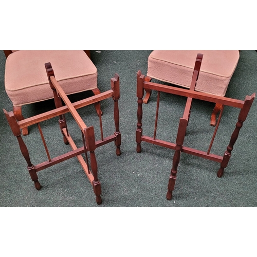 69 - A PAIR OF COLLAPSABLE BRASS TRAY TOP TABLES, each of the tables has a scalloped brass hand beaten tr... 