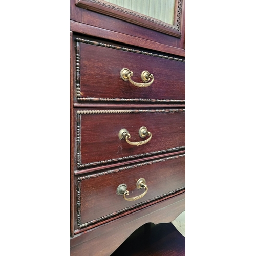 72 - A VERY FINE EDWARDIAN STONES PATENT GLAZED MUSIC CABINET,  with a double glazed cabinet door to the ... 