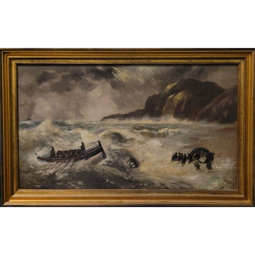 129 - A PAIR OF PAINTINGS: AFTER WILLIAM BROOME / J. WILLIAMSON, OFF TO THE WRECK, oil on canvas, signed l... 