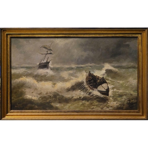 129 - A PAIR OF PAINTINGS: AFTER WILLIAM BROOME / J. WILLIAMSON, OFF TO THE WRECK, oil on canvas, signed l... 