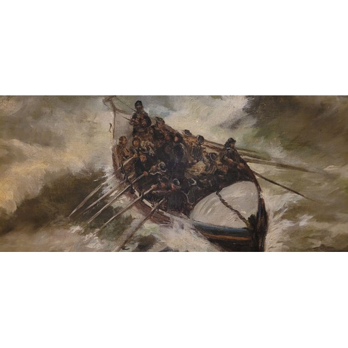 129 - A PAIR OF PAINTINGS: AFTER WILLIAM BROOME / J. WILLIAMSON, OFF TO THE WRECK, oil on canvas, signed l... 