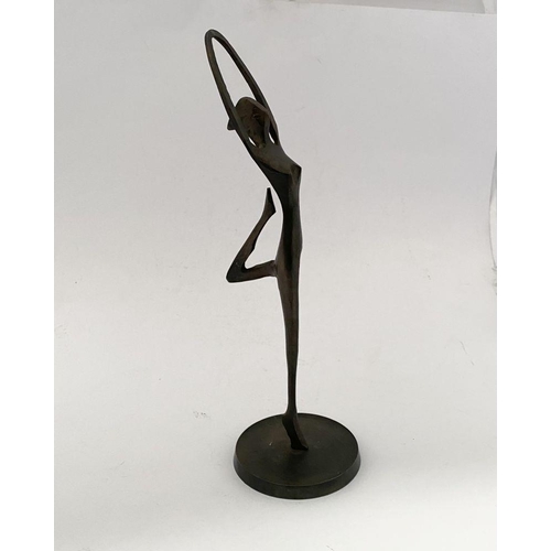 13 - IRISH SCHOOL, 20TH CENTURY, ‘DANCER’, cast bronze sculpture on circular base, unsigned. Dimensions: ... 