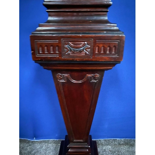 143 - AN ADAMS STYLE MAHOGANY PEDESTAL STAND, with carved details in traditional Adams style, panelled tap... 