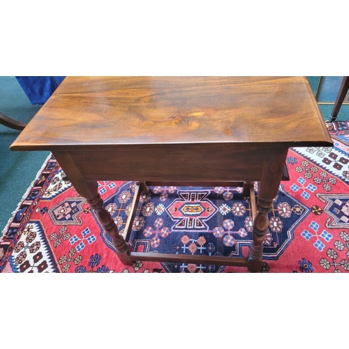 144 - A GOOD QUALITY THEODORE ALEXANDER HARDWOOD SIDE TABLE, with a single drawer to the front with brass ... 