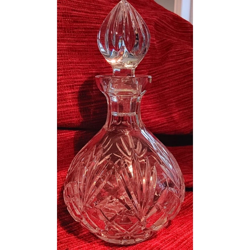 146 - A GOOD CUT GLASS DECANTER AND BOWL, the bowl with etched designs to body as well as cut glass. The d... 