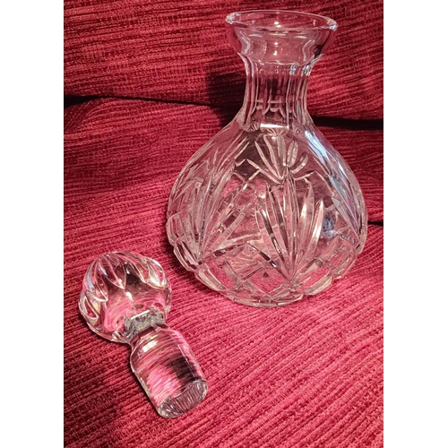 146 - A GOOD CUT GLASS DECANTER AND BOWL, the bowl with etched designs to body as well as cut glass. The d... 