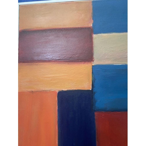 155 - AFTER SEAN SCULLY RA (Irish b.1945), ‘CUT GROUND ORANGE PINK 6.11’, oil on canvas, after Sean Scully... 