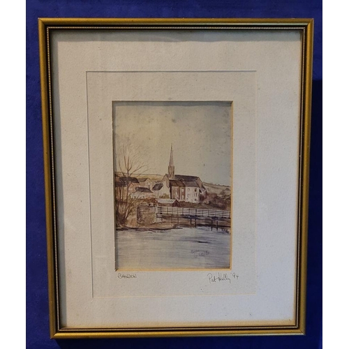 184 - TWO FRAMED PRINTS: (i) PAT KELLY, (IRISH 20TH CENTURY), BANDON, frame: 32 x 26cm, (ii) G.A. DUMARAIS... 