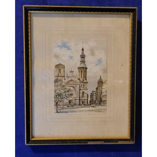 184 - TWO FRAMED PRINTS: (i) PAT KELLY, (IRISH 20TH CENTURY), BANDON, frame: 32 x 26cm, (ii) G.A. DUMARAIS... 