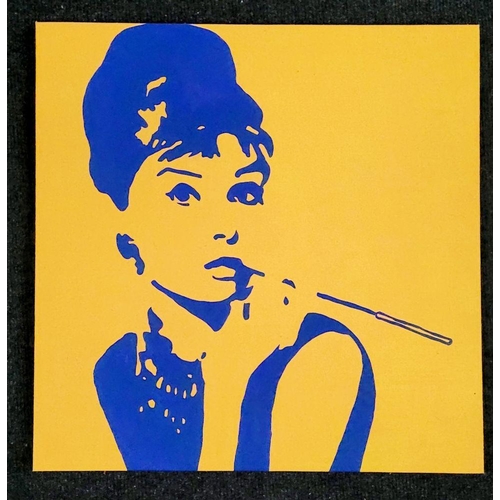 195 - POP ART – AUDREY HEPBURN, oil on canvas, unsigned, unframed: 60 x 60cm.