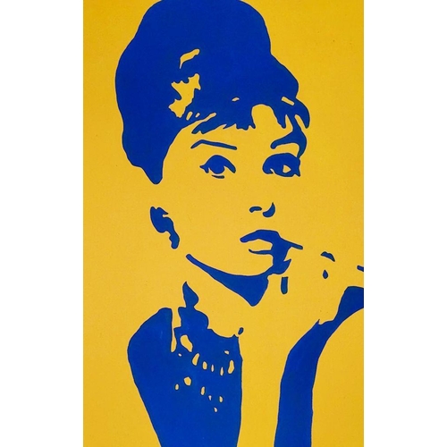 195 - POP ART – AUDREY HEPBURN, oil on canvas, unsigned, unframed: 60 x 60cm.