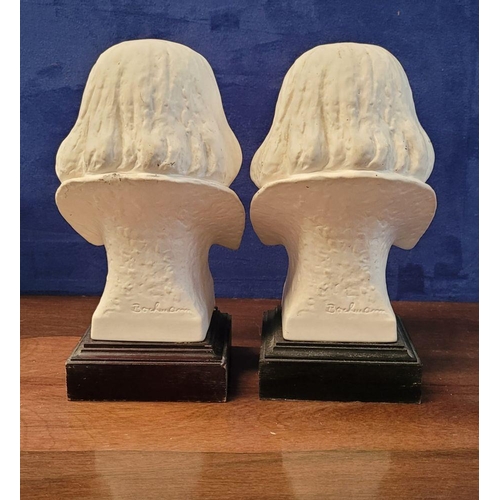 202 - A PAIR OF GOEBEL BISQUE STYLE PORCELAIN BUSTS OF WILLIAM SHAKESPEARE, designed by the German artist ... 