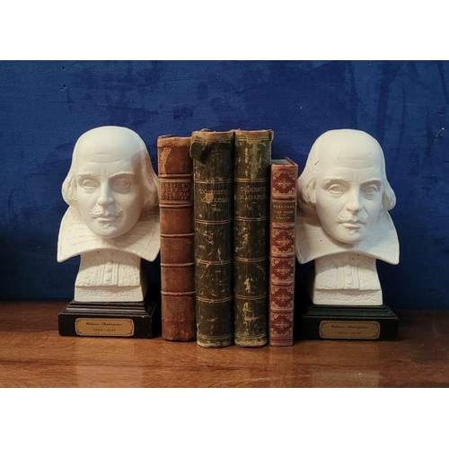 202 - A PAIR OF GOEBEL BISQUE STYLE PORCELAIN BUSTS OF WILLIAM SHAKESPEARE, designed by the German artist ... 