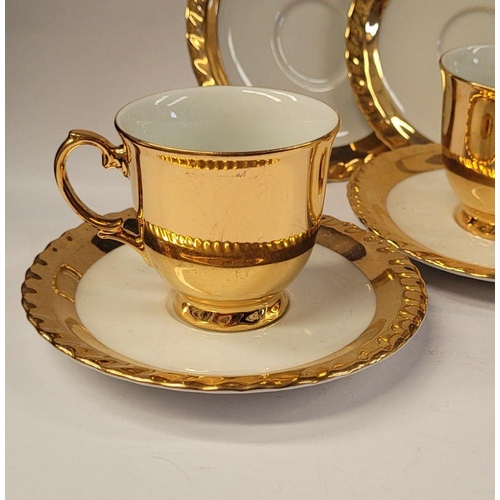 205 - THREE VINTAGE TK THUN CZECHOSLOVAKIAN GOLD LUSTRE CUPS & SAUCERS, along with three spare saucers/sma... 