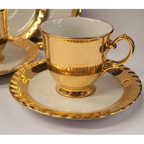 205 - THREE VINTAGE TK THUN CZECHOSLOVAKIAN GOLD LUSTRE CUPS & SAUCERS, along with three spare saucers/sma... 