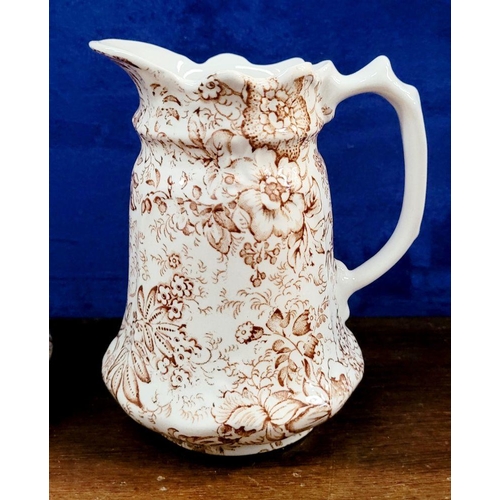 208 - A TRIO OF JAMES KENT ‘OLD FOLEY’ STAFFORDSHIRE ‘16TH CENTURY CHINTZ’ JUGS, one tall just and two sho... 