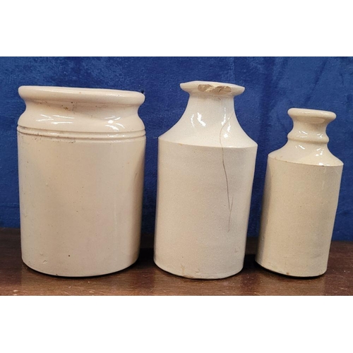 214 - A COLLECTION OF GLAZED STONEWARE JARS/POTS, includes: (i) A large Skey 10 Tamworth curved handle jar... 