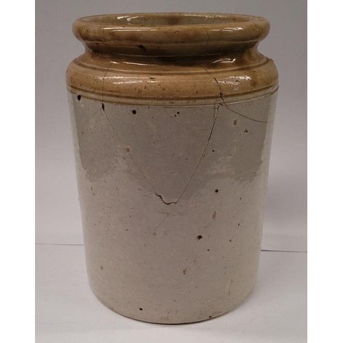 214 - A COLLECTION OF GLAZED STONEWARE JARS/POTS, includes: (i) A large Skey 10 Tamworth curved handle jar... 