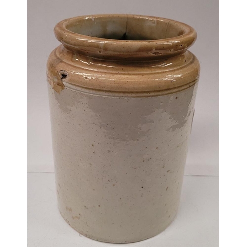 214 - A COLLECTION OF GLAZED STONEWARE JARS/POTS, includes: (i) A large Skey 10 Tamworth curved handle jar... 