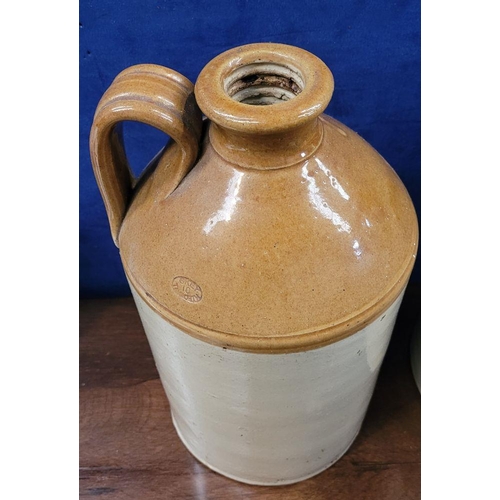 214 - A COLLECTION OF GLAZED STONEWARE JARS/POTS, includes: (i) A large Skey 10 Tamworth curved handle jar... 