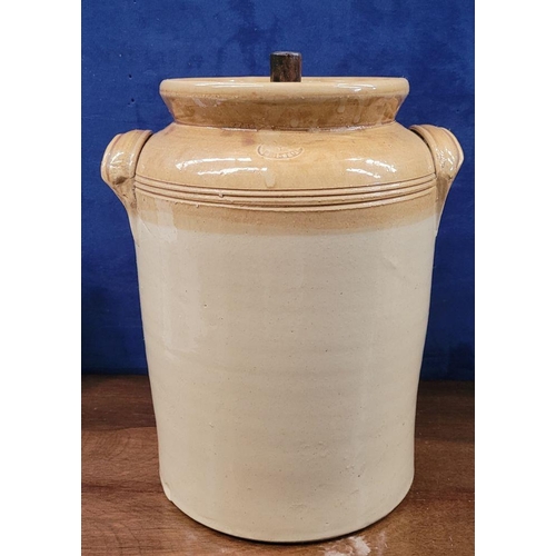 214 - A COLLECTION OF GLAZED STONEWARE JARS/POTS, includes: (i) A large Skey 10 Tamworth curved handle jar... 