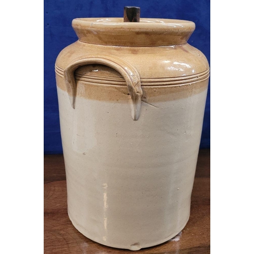 214 - A COLLECTION OF GLAZED STONEWARE JARS/POTS, includes: (i) A large Skey 10 Tamworth curved handle jar... 