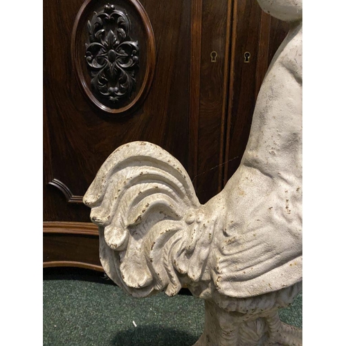 218 - A LARGE PAINTED CAST METAL GARDEN ORNAMENT/DOOR STOP IN THE FORM OF A COCKEREL, dimensions: 54cm hig... 