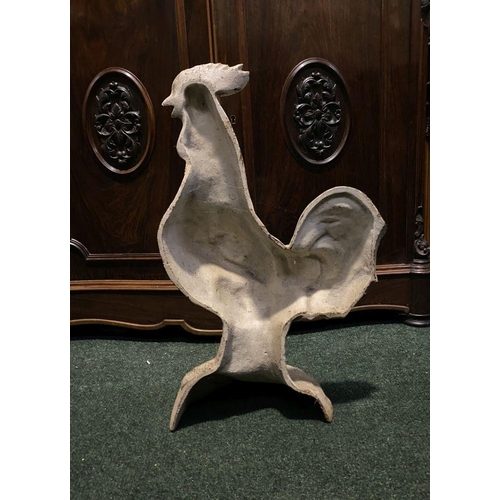 218 - A LARGE PAINTED CAST METAL GARDEN ORNAMENT/DOOR STOP IN THE FORM OF A COCKEREL, dimensions: 54cm hig... 