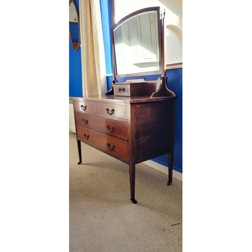 220 - AN EARLY 20TH CENTURY MIRROR BACKED CHEST OF DRAWERS / DRESSING UNIT, tp the back is raised a bevell... 