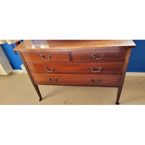 220 - AN EARLY 20TH CENTURY MIRROR BACKED CHEST OF DRAWERS / DRESSING UNIT, tp the back is raised a bevell... 