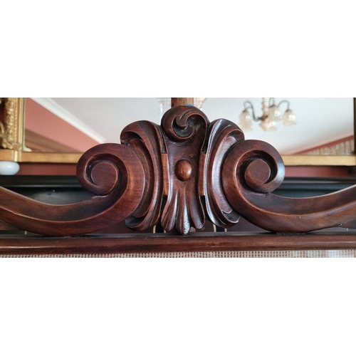 221 - A GOOD QUALITY LATE 19TH CENTURY MAHOGANY FIRE POLE SCREEN, with beautiful carved open scroll work f... 