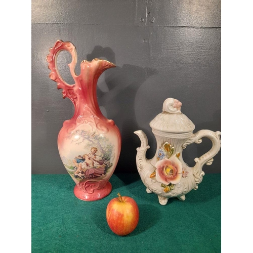 234 - TWO VINTAGE CERAMIC & PORCELAIN PIECES to include (i) Decorative Utopia giftware Staffordshire pink ... 