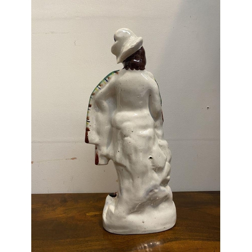 241 - A LARGE LATE 19TH CENTURY STAFFORDSHIRE FIGURE OF SIR WILLIAM WALLACE. The figure is standing on a s... 