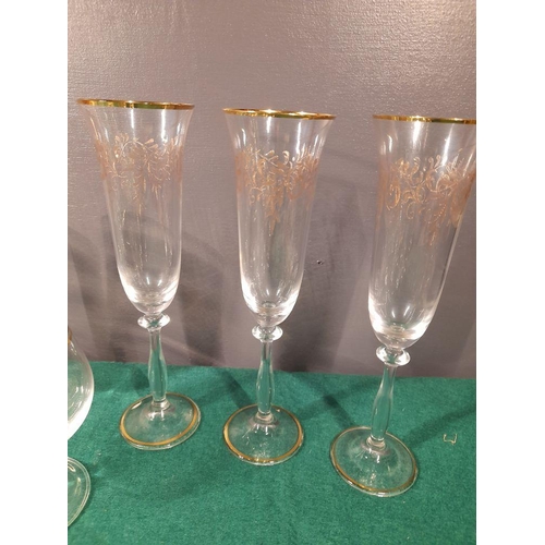 243 - A GREAT SELECTION OF VINTAGE GLASSES, in a variety of patterns and designs, including etched glasses... 