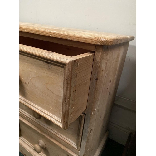 246 - A PAIR OF PINE THREE DRAWER BEDSIDE LOCKERS/CHESTS, three drawers raised on platform bases. Please n... 