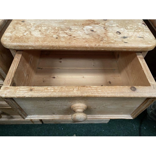 246 - A PAIR OF PINE THREE DRAWER BEDSIDE LOCKERS/CHESTS, three drawers raised on platform bases. Please n... 