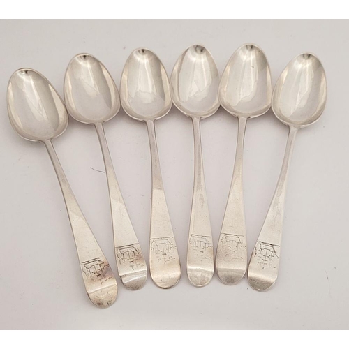 38 - A FINE SET OF SIX IRISH, CORK, SILVER DESSERT SPOONS, complete in a fitted case. The spoons have an ... 