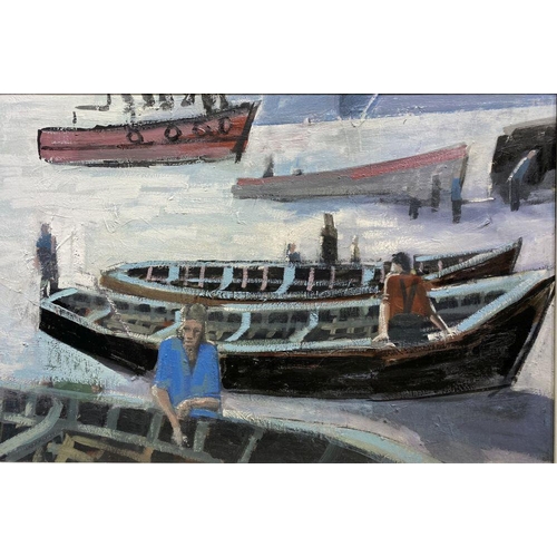 49 - MARTIN STONE (Irish, 20th Century), ‘BALTIMORE REGATTA’, oil on canvas, signed and titled verso. Dim... 