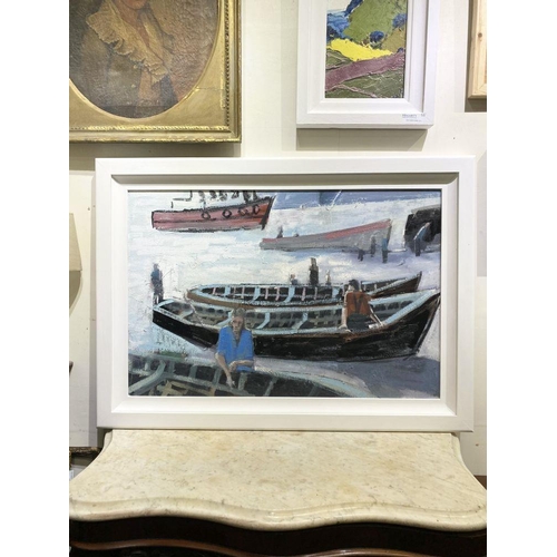 49 - MARTIN STONE (Irish, 20th Century), ‘BALTIMORE REGATTA’, oil on canvas, signed and titled verso. Dim... 